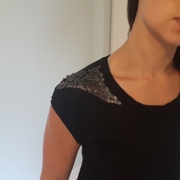 EUC Cropped Sheer Sweater with Paillettes - Picture 4 of 6